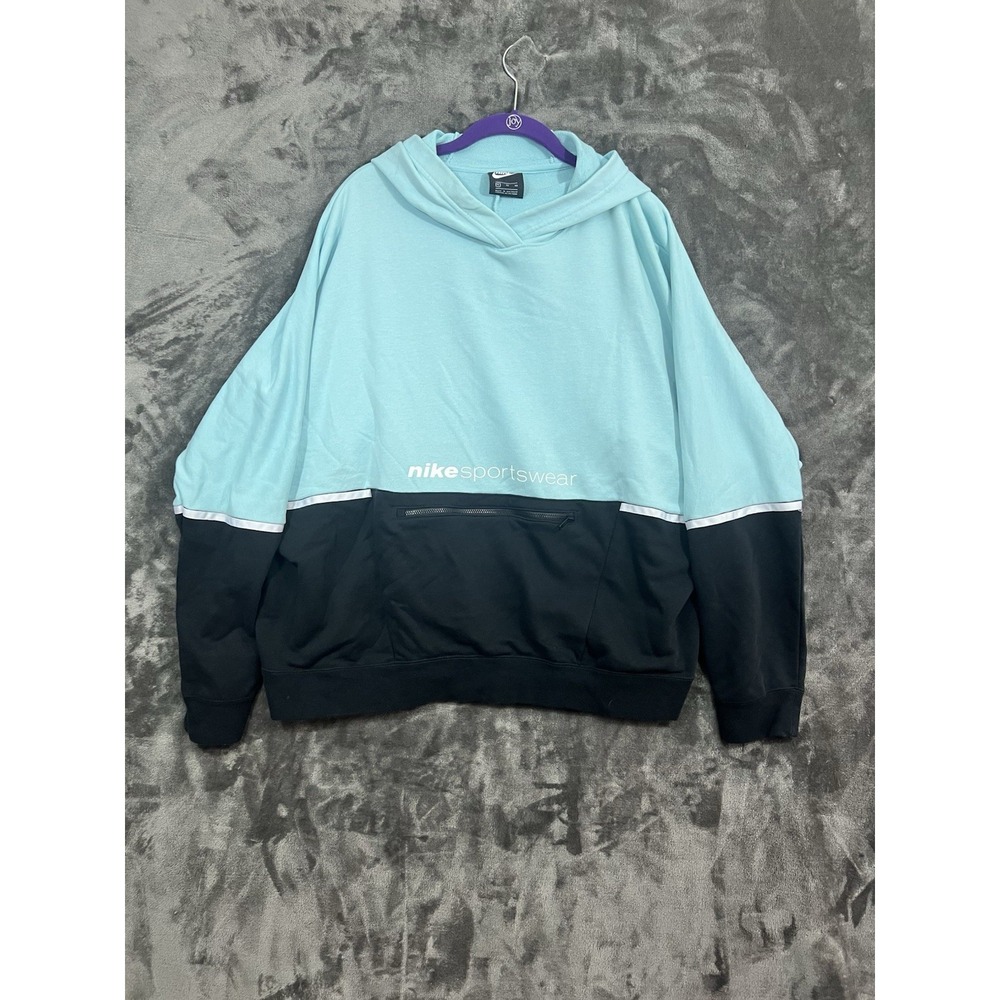 Nike Sportswear Aqua Front Zip Pocket Long Sleeve Pullover Hoodie XL  CU6399 434